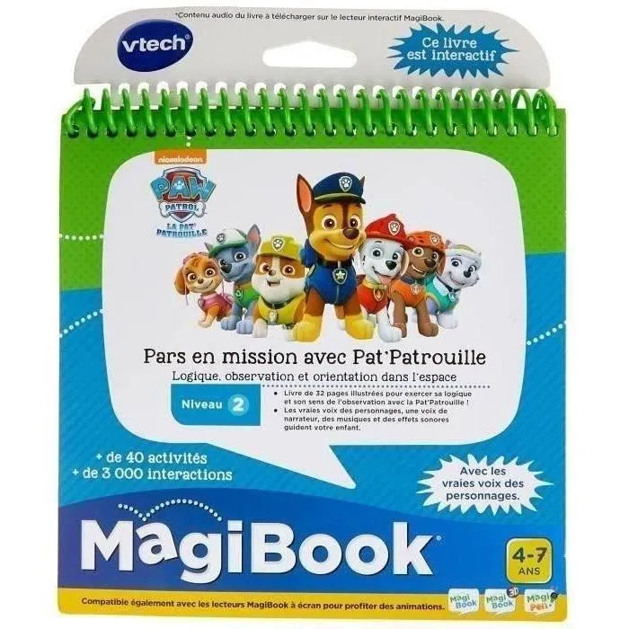 VTech Magibook - Livre éducatif interactif avec La Pat' Patrouille - Niveau 2 - 32 pages illustrées - Français - Chansons, musiques et voix