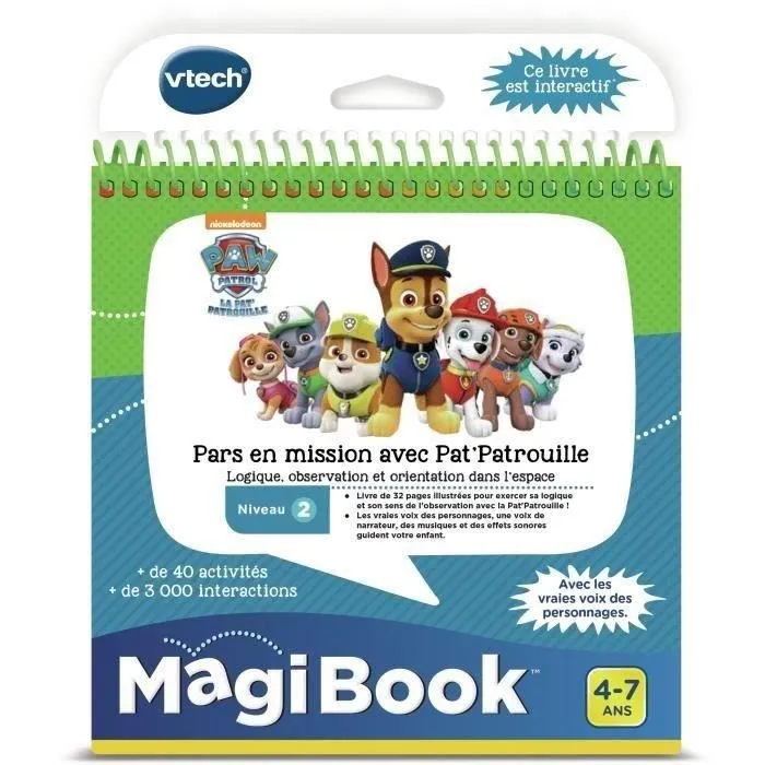 VTech Magibook - Livre éducatif interactif avec La Pat' Patrouille - Niveau 2 - 32 pages illustrées - Français - Chansons, musiques et voix