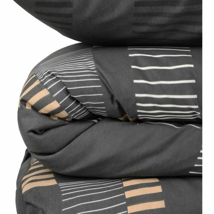 BigBuy Home Parure de couette King size Anthracite, Or et Blanc