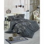 BigBuy Home Parure de couette King size Anthracite, Or et Blanc