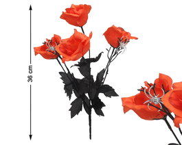 Bouquet de fleurs d'Halloween orange avec araignées argentées