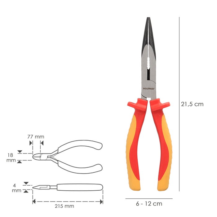 Wolfpack Linea Profesional Pinces isolées à mâchoires droites 1000V 200mm