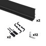 Emuca Kit de 2 profils supérieurs Gola pour meubles de cuisine, longueur 2,35m, avec accessoires, Aluminium, Peint en noir