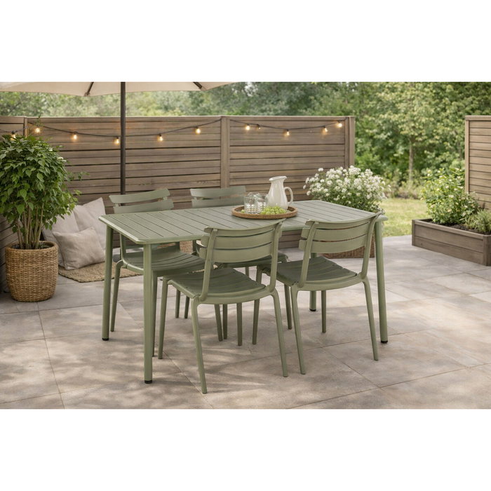 Ensemble Table + 4 Chaises Home ESPRIT Vert 140 x 70 x 75 cm Ensemble Table + 4 Chaises Home ESPRIT Vert 140 x 70 x 75 cm
