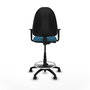 Tabouret Aýna taburete Contact permament de base Tissu Vert pétrole Structure polyamide noire Accoudoir 1D Sans appui-tête Roulettes en nylon 50 mm