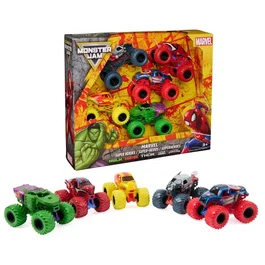 Monster Jam Pack de 5 Véhicules Marvel Die-Cast 1:64
