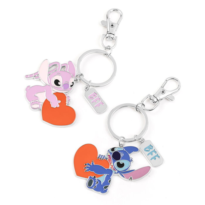 Disney - Set de 2 Porte-clés Angel et Stitch avec cœur et mousqueton - PEERS HARDY Disney - Set de 2 Porte-clés Angel et Stitch avec cœur et mousqueton - PEERS HARDY