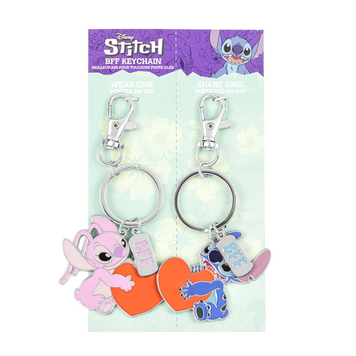 Disney - Set de 2 Porte-clés Angel et Stitch avec cœur et mousqueton - PEERS HARDY Disney - Set de 2 Porte-clés Angel et Stitch avec cœur et mousqueton - PEERS HARDY