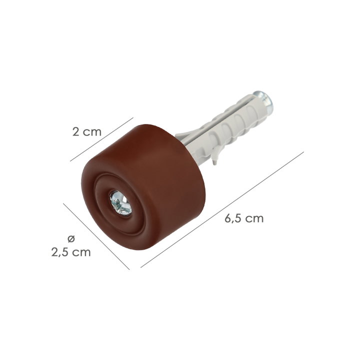 MAURER Butée de porte avec cheville en nylon marron (blister de 2 pièces)