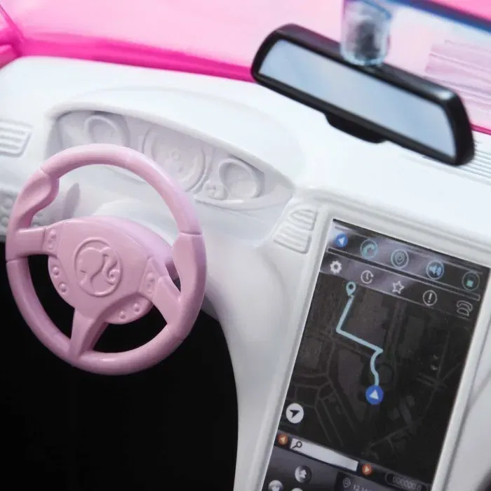 Barbie Voiture Cabriolet rose pour poupées, avec roues tournantes et sièges pour 2 poupées, pour enfants à partir de 3 ans - HBT92