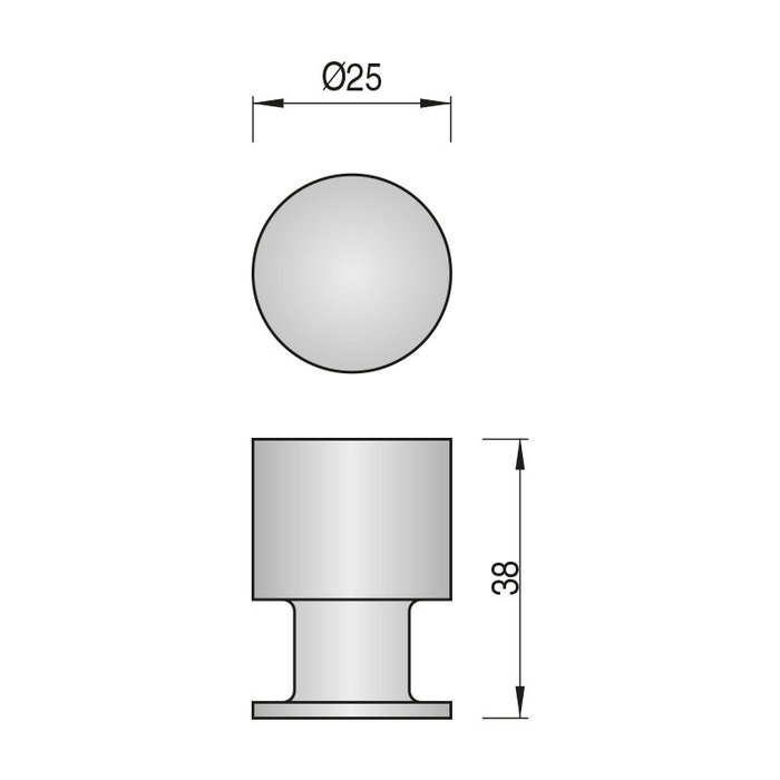 HERRAJES ALK Poignée de porte ronde en acier inoxydable Ø25 mm pour meubles