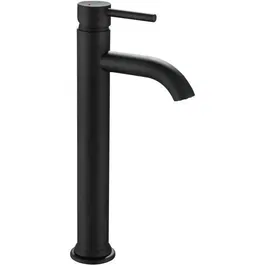 Rousseau Mitigeur Lavabo Haut ILO Small Noir - Laiton, Aérateur Réducteur de Débit, Pour Vasque Posée, H 280 mm
