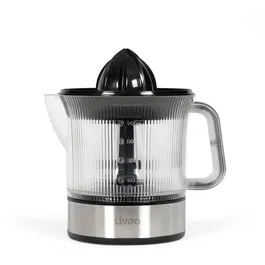 Livoo Presse-agrumes électrique DOD210, 40 W, avec cône grand et petit, bol 700 ml, rotation double sens, inox/noir