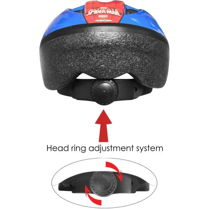 STAMP - Casque vélo enfant Spider-Man avec protections coudières et genouillères - Tour de tête réglable - Structure EPS - Coque blister