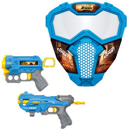 Tachan Pack de 2 pistolets blaster avec masque et 12 fléchettes de mousse - Set de duel et cibles - Jeu actif pour enfants +8 ans