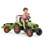 Falk Tracteur à pédales Claas avec volant directionnel et remorque