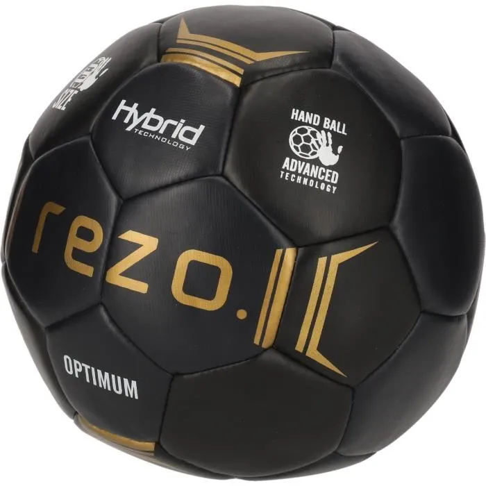 Optimum Ballon de handball taille 3, noir et or, pour entraînement et matchs, vessie plastique, mousse EPDM 4 mm, revêtement polyuréthane 1 mm