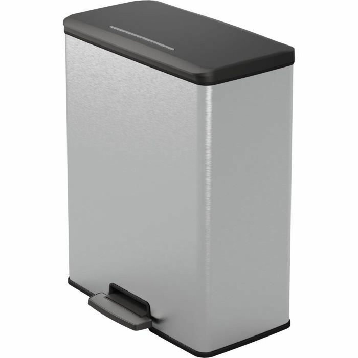 Curver DECO BIN Poubelle rectangulaire à pédale 65 L Gris métallisé Curver DECO BIN Poubelle rectangulaire à pédale 65 L Gris métallisé