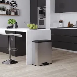 Curver Deco Bin Poubelle rectangulaire 65L, design moderne, gris métallisé, dimensions 49 x 29 x 61 cm