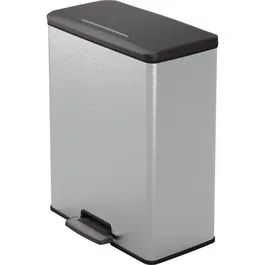 Curver Deco Bin Poubelle rectangulaire 65L, design moderne, gris métallisé, dimensions 49 x 29 x 61 cm