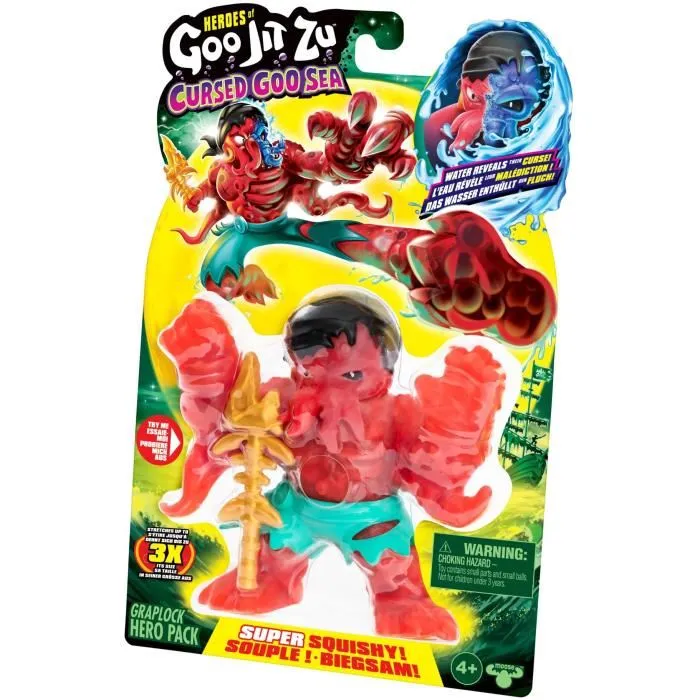 Heroes Of Goo Jit Zu Figurine Graplock GJZ - Heroes of Goo Jit Zu Cursed Goo Sea - Figurine élastique 11 cm changeant de couleur au contact de l'eau