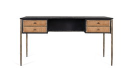 GINER Y COLOMER Bureau en bois de manguier noir avec tiroirs en grille