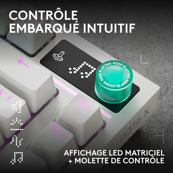 Logitech G G316 X Clavier Gamer Filaire 75% AZERTY Blanc USB Logitech G G316 X Clavier Gamer Filaire 75% AZERTY Blanc USB