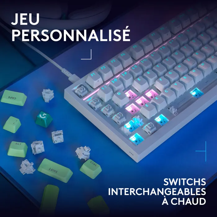 Logitech G G316 X Clavier Gamer Filaire 75% AZERTY Blanc USB Logitech G G316 X Clavier Gamer Filaire 75% AZERTY Blanc USB