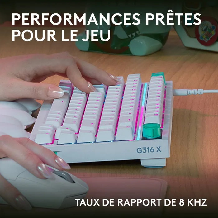 Logitech G G316 X Clavier Gamer Filaire 75% AZERTY Blanc USB Logitech G G316 X Clavier Gamer Filaire 75% AZERTY Blanc USB