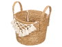 Giftdecor Cache-pot Osier Macramé Pompon Blanc Petit 25 x 29 x 25 cm (Set de 8)