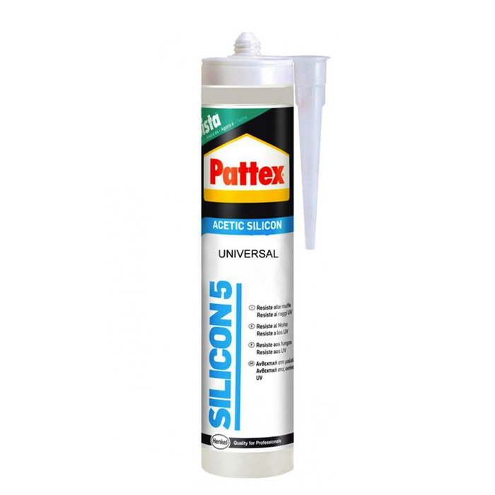 Pattex Silicon 5 Mastic Silicone Acétique Transparent 280 ml - Joint de Bain, Douche, Cuisine et Fenêtre Pattex Silicon 5 Mastic Silicone Acétique Transparent 280 ml - Joint de Bain, Douche, Cuisine et Fenêtre