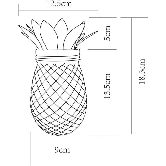 Galix Lampe Solaire Décorative Ananas 5 LED Blanc Chaud Éclairage Extérieur 8h Autonomie Métal Verre Galix Lampe Solaire Décorative Ananas 5 LED Blanc Chaud Éclairage Extérieur 8h Autonomie Métal Verre