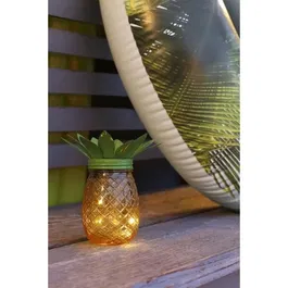 Galix Lampe Solaire Décorative Ananas 5 LED Blanc Chaud Éclairage Extérieur 8h Autonomie Métal Verre