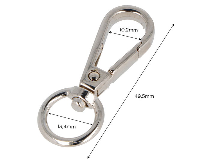 Innspiro Mousqueton à anneau rond Zamak Nickel 13,4 mm (Lot de 5)
