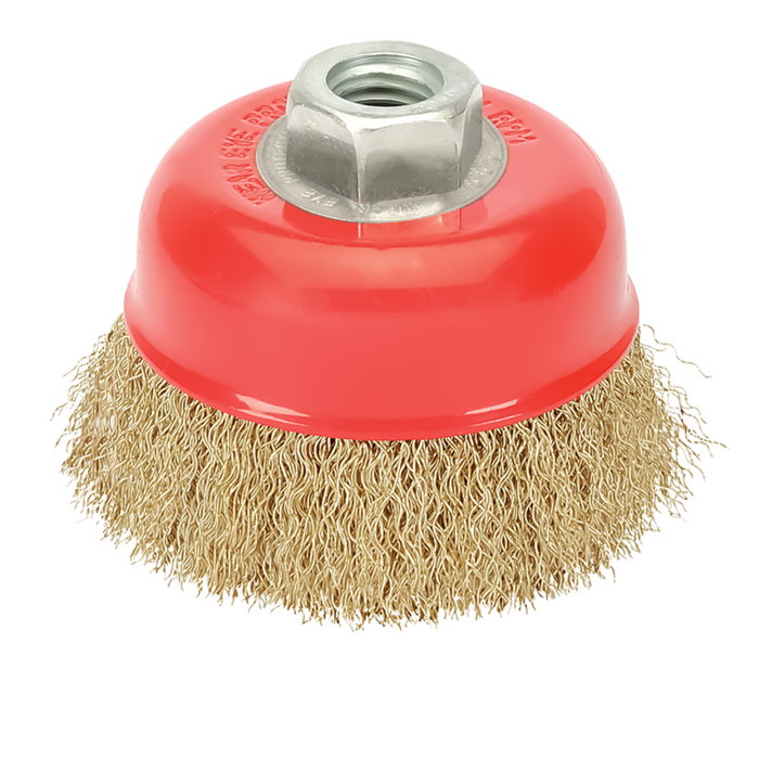 WOLFPACK LINEA PROFESIONAL Cepillo de type tasse en acier laitonné, Ø 120 mm, M14 WOLFPACK LINEA PROFESIONAL Cepillo de type tasse en acier laitonné, Ø 120 mm, M14
