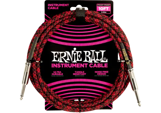Ernieball Câble Instrument Jack-Jack SS 3M - Noir / Rouge Ernieball
