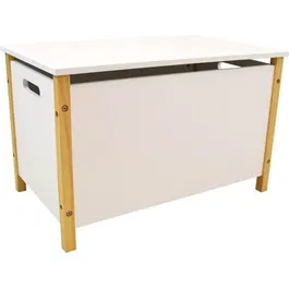 Fun House SCANDIWOOD - Coffre à jouets en bois pour enfant, blanc et beige, grande capacité de rangement 37.5 x 60 x 36 cm, à partir de 36 mois