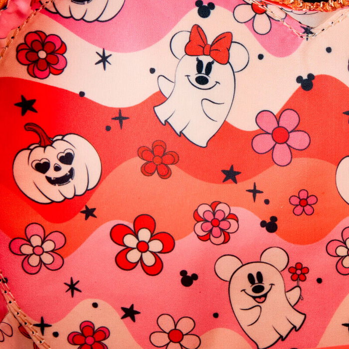 LOUNGEFLY Sac bandoulière à motifs floraux avec Mickey et Minnie Mouse fantômes Disney, 22.8x21x7.6 cm