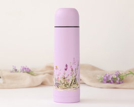 KioKids Termo Gourde Isotherme pour Bébé 500 mL Lavande Little Sauvage - Garde Froid 24h, Chaud 12h