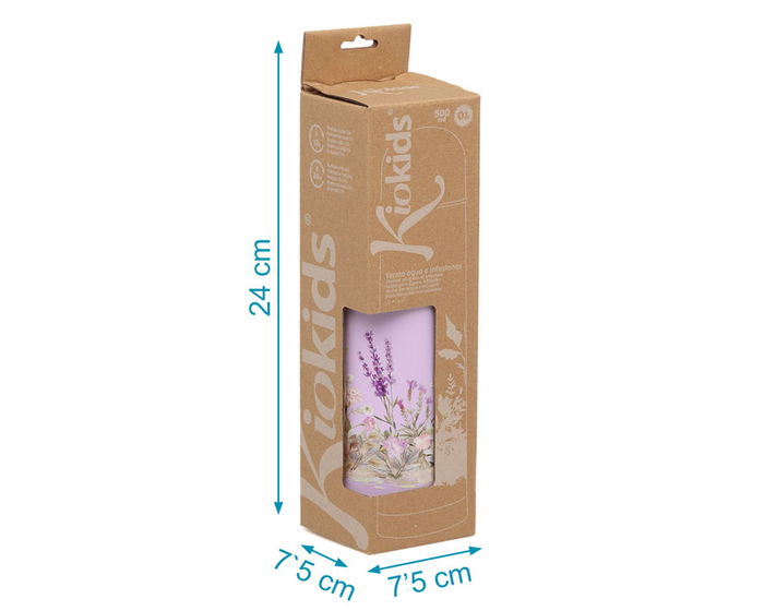 KioKids Termo Gourde Isotherme pour Bébé 500 mL Lavande Little Sauvage - Garde Froid 24h, Chaud 12h