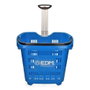 Edm Chariot de magasin en plastique bleu 37 x 40 x 49 cm, hauteur poignée dépliée 89 cm, charge max 20 kg