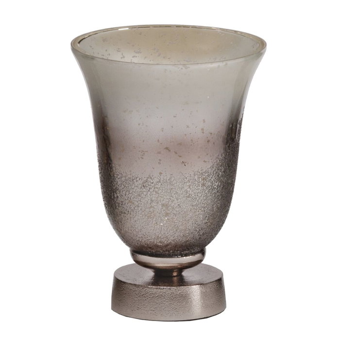 BigBuy Home Vase Argenté Aluminium Verre 17 x 17 x 22 cm BigBuy Home Vase Argenté Aluminium Verre 17 x 17 x 22 cm