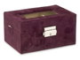 GIFTDECOR Coffret à montres 3 emplacements avec clé Bordeaux Velours Métal 16x8.5x11cm (Set de 6)