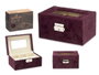 GIFTDECOR Coffret à montres 3 emplacements avec clé Bordeaux Velours Métal 16x8.5x11cm (Set de 6)