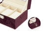 GIFTDECOR Coffret à montres 3 emplacements avec clé Bordeaux Velours Métal 16x8.5x11cm (Set de 6)