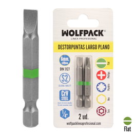 WOLFPACK LINEA PROFESIONAL Jeu de 2 embouts plats longs 6 mm