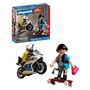Playmobil 72079 - Set de Figurine et Véhicule Course-poursuite en Moto de Police avec Motard et Bandit pour Enfants
