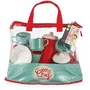 Ecoiffier - Jeu d'imitation Sac Dinette Garni pour +18 Mois, Inclus 4 Assiettes, Couverts, Tasses, Verres, Théière, Faitout et Égouttoir