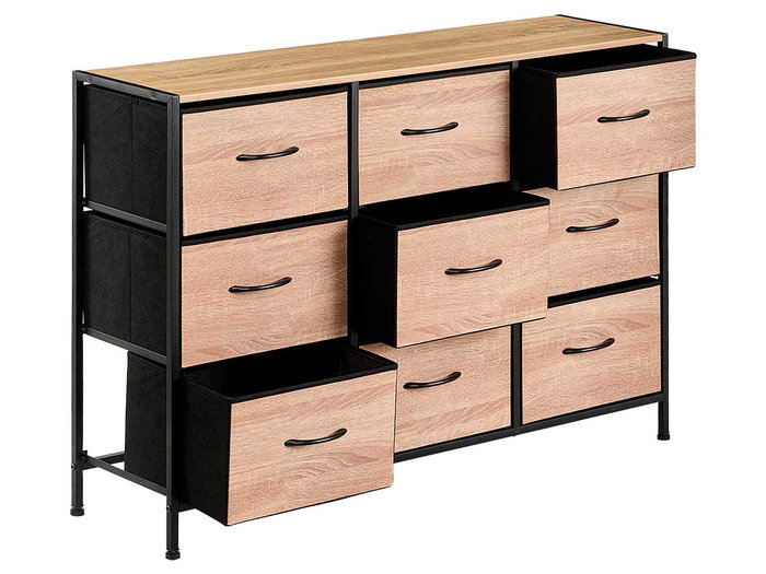 GIFTDECOR Meuble 9 tiroirs effet bois Madera-Negro