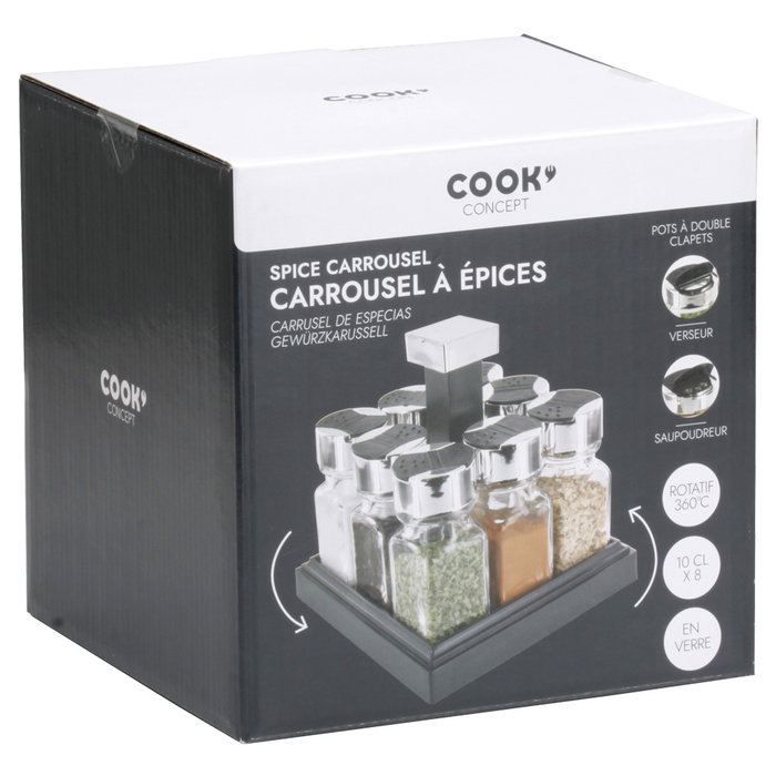 Cook Concept Especiero Giratorio avec 8 Bocaux en Verre Cook Concept Especiero Giratorio avec 8 Bocaux en Verre